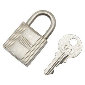 Hermes Cadena Padlock Key Set Silver Metal